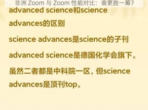 非洲 Zoom 与 Zoom 性能对比：谁更胜一筹？