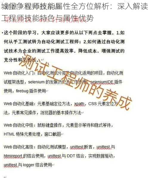 城堡争程师技能属性全方位解析：深入解读工程师技能特色与属性优势